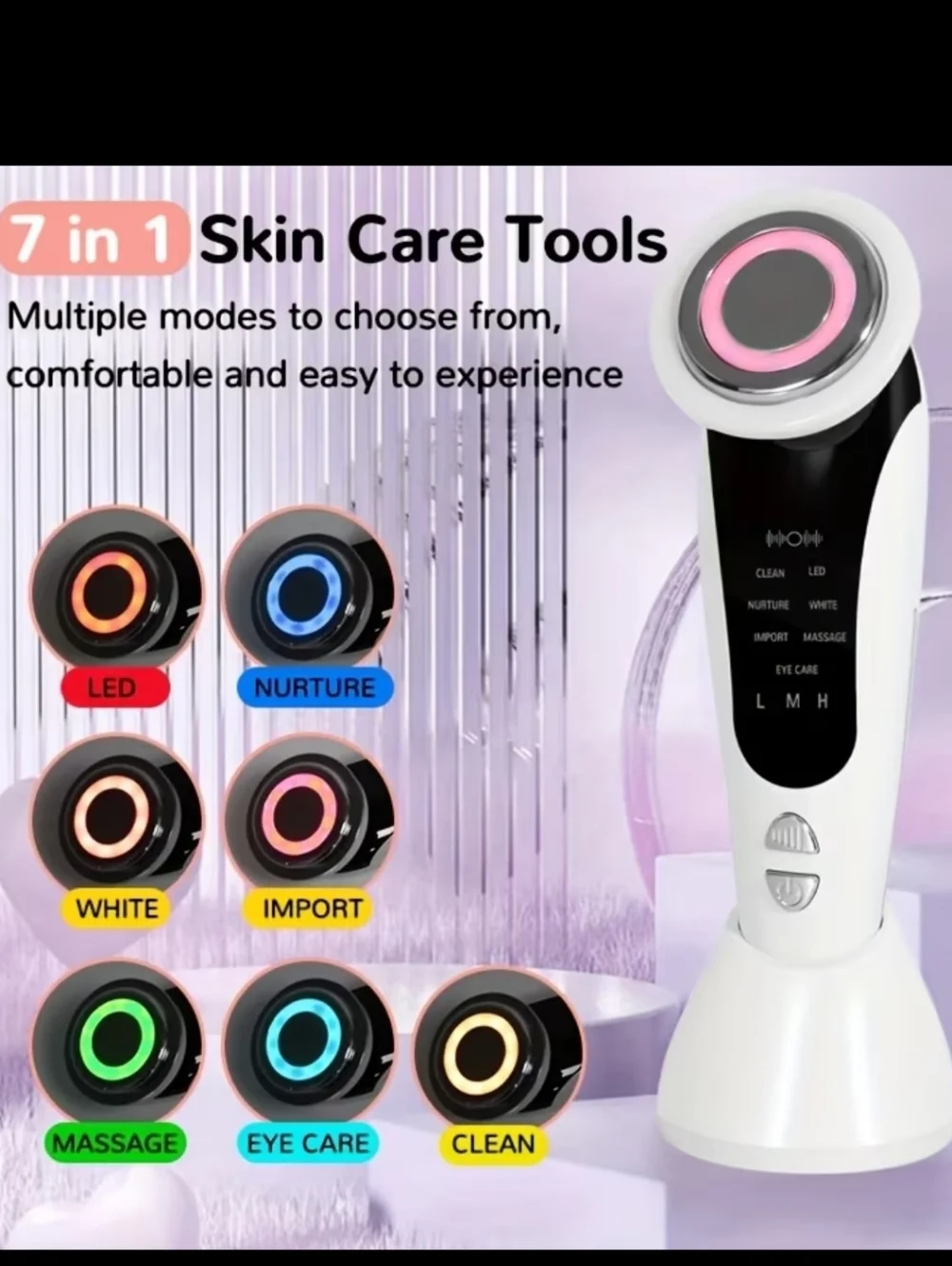 4-in-1 Pink Household Induction Facial & Neck Massager W/ LED, USB Powered. - Picture 4 of 5